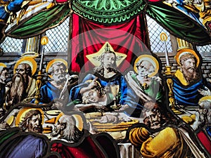 Stained glass The last supper religious motive
