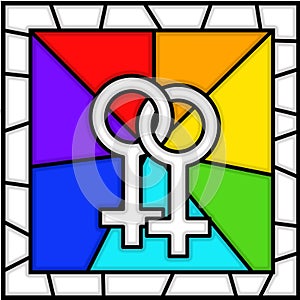 Stained glass: lesbian symbol LGBT