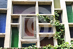 Stained glass windows in Santuari de Lluc, Majorca photo
