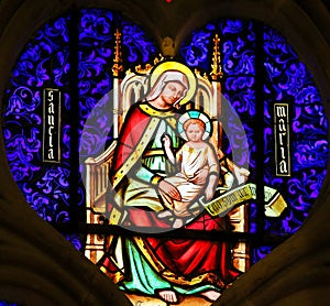 Stained Glass - Mother Mary with the Child Jesus