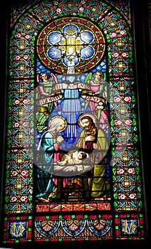 Stained Glass Nativity Baby Jesus Mary Joseph Monestir Monastery