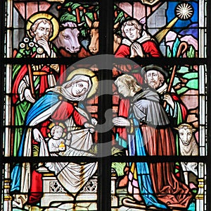 Stained Glass - Nativity Scene at Christmas