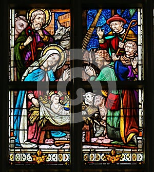 Stained Glass - Nativity Scene at Christmas