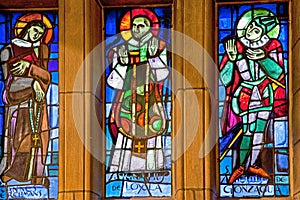 Stained glass in Notre Dame cathedral in Luxembourg