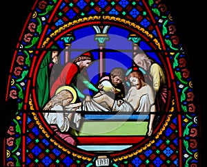 Stained Glass in Notre-Dame-des-flots, Le Havre - Burial of Jesus