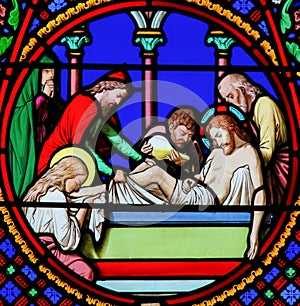 Stained Glass in Notre-Dame-des-flots, Le Havre - Burial of Jesus