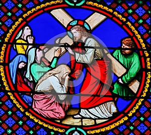 Stained Glass in Notre-Dame-des-flots, Le Havre - Jesus Carrying the Cross