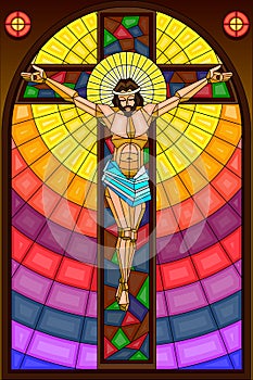 Stained Glass Painting of Crucifixion