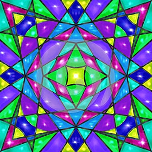 Stained glass pattern. Colorful glass mosaic.