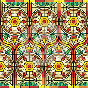 Stained glass pattern. Decorative seamless background with piece of colored glasses recent vector background