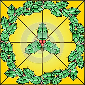 Stained Glass Pattern - Holly