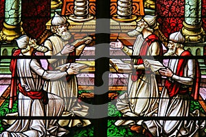 Stained Glass - Rabbis worshipping God