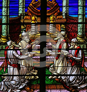 Stained Glass - Rabbis worshipping God