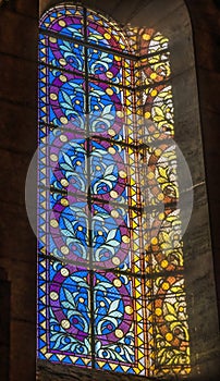 Stained Glass Reflection Cathedral Saint Mary Mejor Basilica Marseille France photo