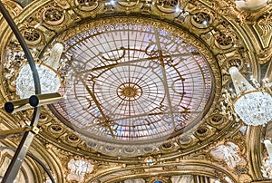 Stained-glass roof inside Monte Carlo Casino, Monaco