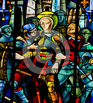 Stained Glass in Rouen Cathedral - Joan of Arc