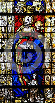 Stained Glass in Rouen Cathedral - Madonna and Child