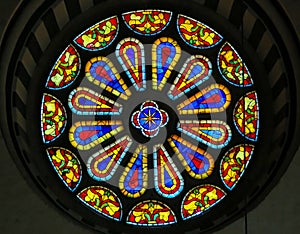 Stained Glass Round Window at the Basilica Santa Croce, Florence photo