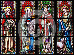 Stained Glass in Sablon Church - Saints Emilius, Joanna, Eugene photo