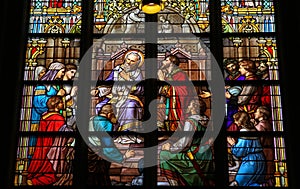 Stained Glass of The Sacrament of Confession in Den Bosch Cathed photo