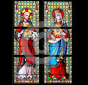 Stained Glass - Sacred Heart of Jesus and Most Pure Heart of Mar