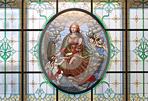 Stained glass of Saint Cecilia, Moscow Conservatory