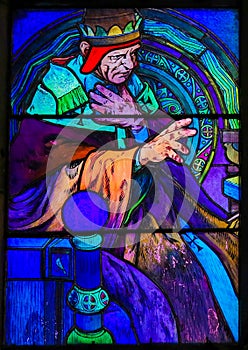 Stained Glass of Saint Cyril by Alphonse Mucha photo