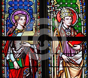 Stained Glass - Saint Isabelle of France and Pope Saint Leo the