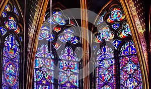 Stained glass in the Sainte-Chapelle, Paris France photo
