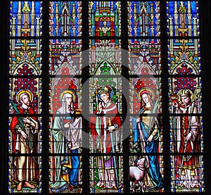 Stained Glass - Saints Emilius, Joanna, Eugene, Agnes and August