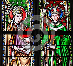 Stained Glass - Saints Pope Leo I and Eugene I photo