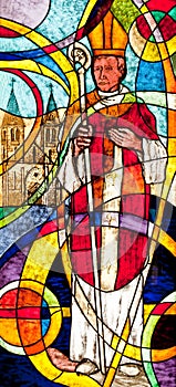 Stained glass showing the bishop