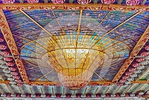 Stained-glass skylight, Palau de la Musica Catalana, Barcelona,