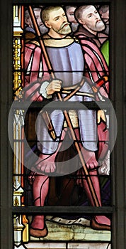 Stained Glass - Soldier holding a lance