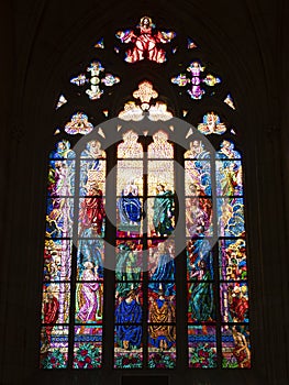 Stained glass in St Ludmila Chapel, St Vitus Cathedral photo