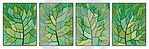 Stained glass summer. Tree branches and bright colored tiles