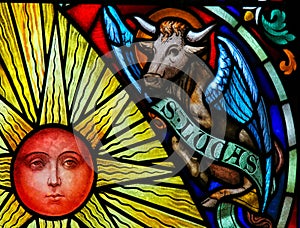 Stained Glass Symbolizing Saint Luke the Evangelist