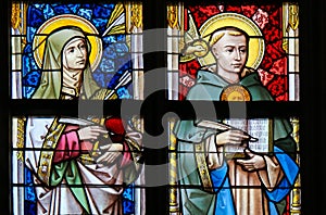 Stained Glass - Thomas Aquinas and Saint Teresa