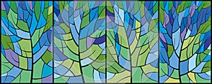 Stained glass trees. A set of four vertical pictures