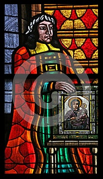 Stained glass in Votiv Kirche in Vienna