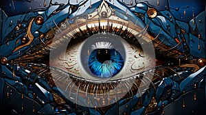 stained glass window abstract background with eye.