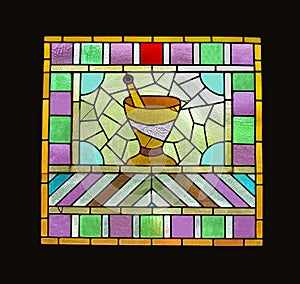 Stained glass window apothecary window isolated.