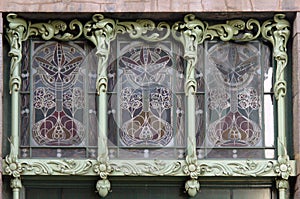 Stained glass window in Art Nouveau photo