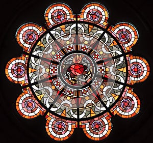 Stained glass window in Basilica of the Sacred Heart of Paris