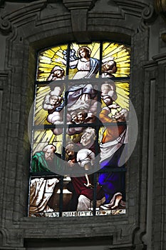 Stained Glass Window in Belgian Cathedral