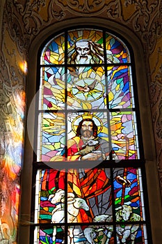 Stained glass window of Bernardine church