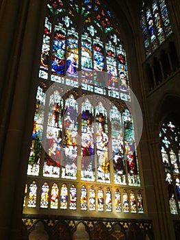 Stained-glass window. Catholic Cathedral in KY