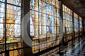 Stained glass window in Chapultepec castle, Mexico photo