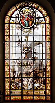 Stained glass window of church