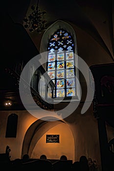 Stained glass window in the church